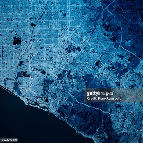 irvine california 3d render map blue top view oct 2019 - d ca stock pictures, royalty-free photos & images