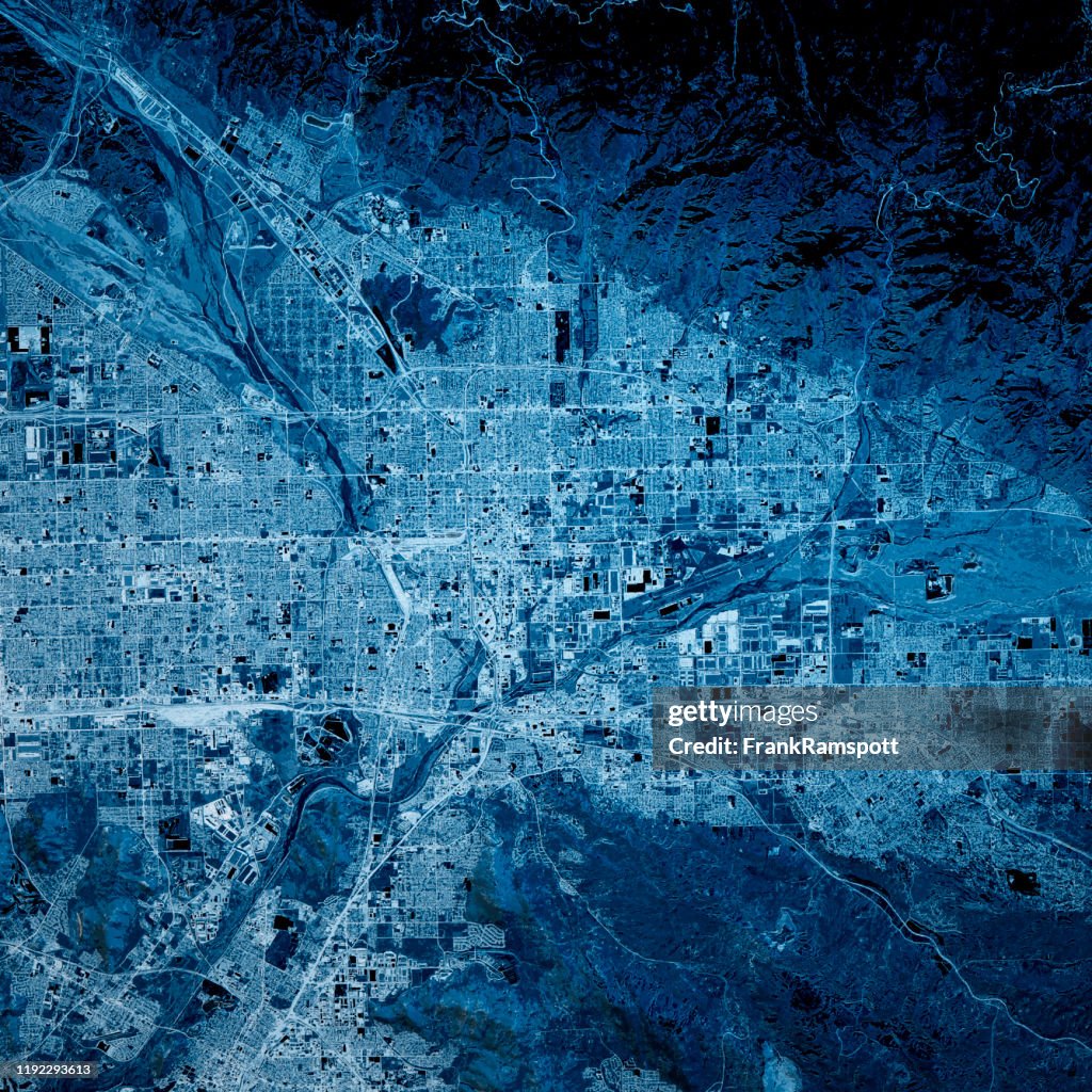 San Bernardino California 3D Render Map Blue Top View Oct 2019