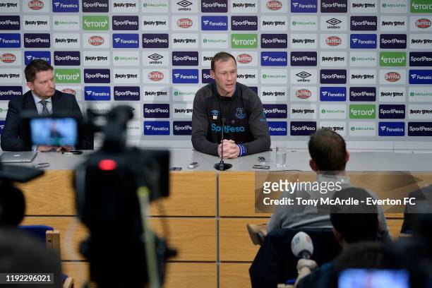 Duncan Ferguson speaks to the media during the Everton press conference at USM Finch Farm on December 6, 2019 in Halewood, England.