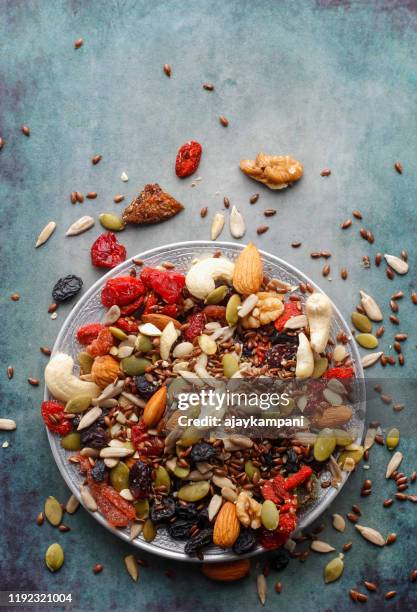 trail mix nuts - antioxidant stock pictures, royalty-free photos & images