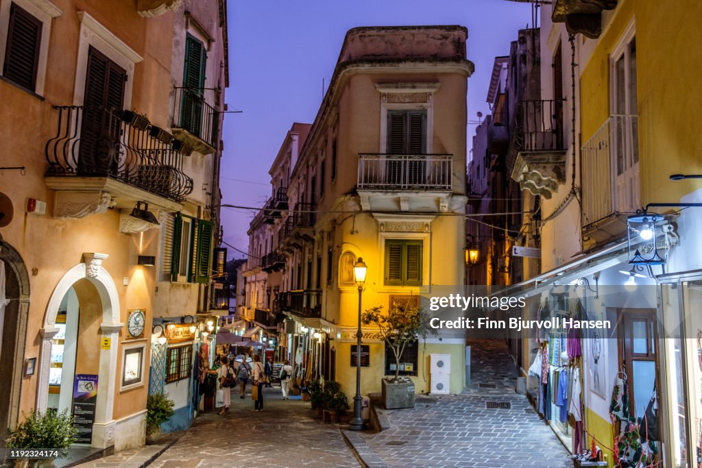 Buildings and narrow alleys in the aeolian island Lipari