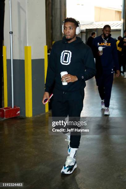 Donovan Mitchell of the Utah Jazz arrives to the game against the New Orleans Pelicans on January 6, 2020 at the Smoothie King Center in New Orleans,...