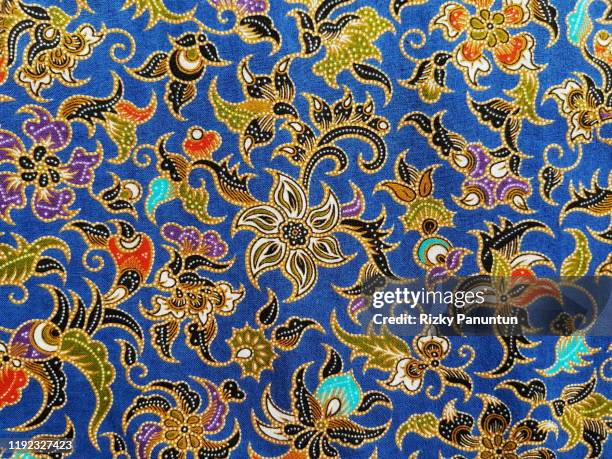 full frame shot of traditional patterned indonesian batik - indonesian culture stock-fotos und bilder