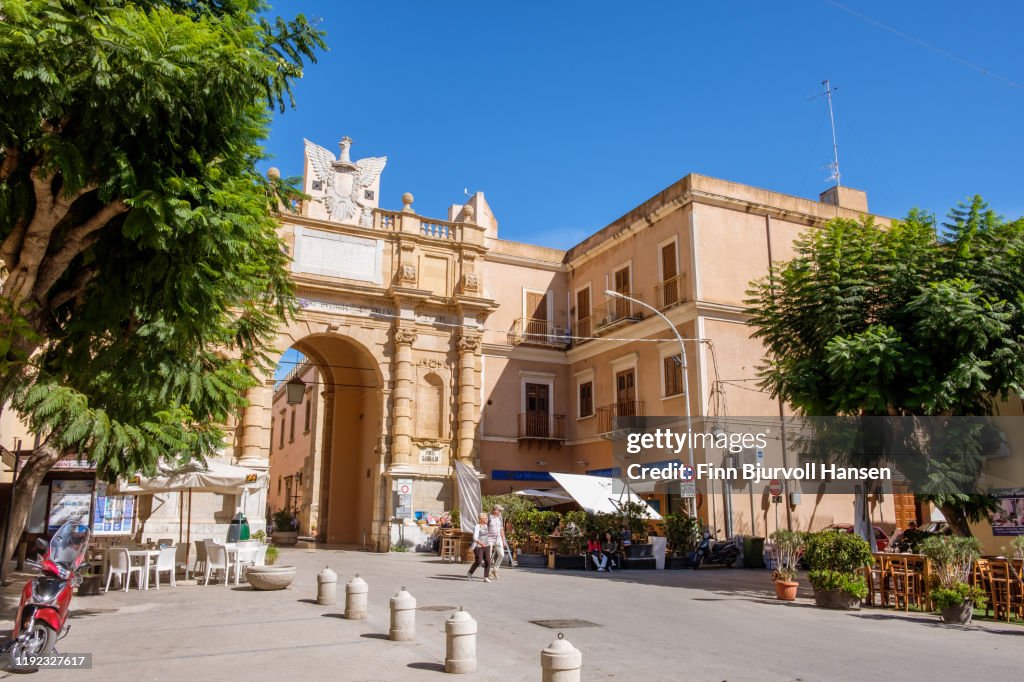 Marsala, Sicily, Italy - October 17, 2019 - The entrance to the old city