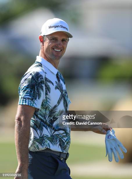 Justin Rose of England plays his second shot on the third hole during the third round of the 2019 Hero World Challenge at Albany on December 06, 2019...