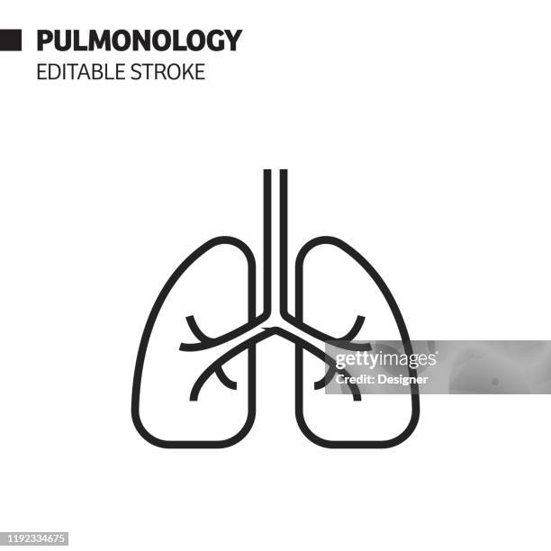 pulmonologie linie symbol, umriss vektor symbol illustration. pixel perfekt, editierbarer strich. - lungenkrebs stock-grafiken, -clipart, -cartoons und -symbole
