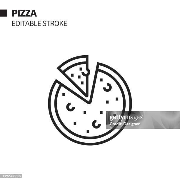 pizza line icon, outline vector symbol illustration. pixel perfect, editable stroke. - mozzarella stock illustrations