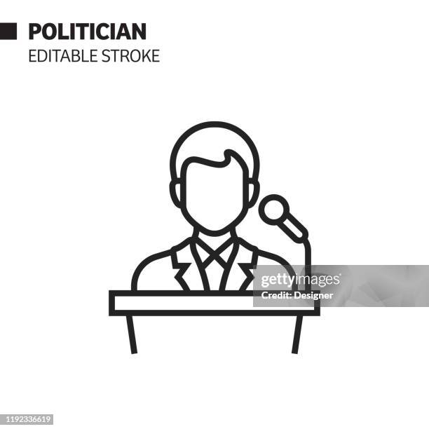 politician avatar line icon, outline vector symbol illustration. pixel perfect, editable stroke. - politician icon stock illustrations