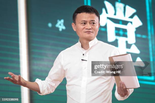 Founder of Alibaba Group Jack Ma gives a speech at the 'Ma Yun Rural Teachers and Headmasters Prize' on January 7th, 2020 in Sanya , Hainan province,...