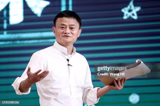 Founder of Alibaba Group Jack Ma gives a speech at the 'Ma Yun Rural Teachers and Headmasters Prize' on January 7th, 2020 in Sanya , Hainan province,...