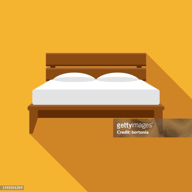 stockillustraties, clipart, cartoons en iconen met bed meubilair pictogram - pillow