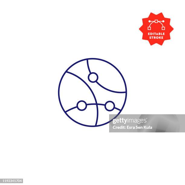 global connections single line icon mit editierbarem hub und pixel perfect. - delivery company logos stock-grafiken, -clipart, -cartoons und -symbole