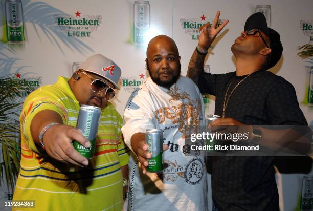 Jazze Pha, Greedy and Kenny Burns during Heineken Premium Light Slim Can Launch - Atlanta at The Glenn Hotel in Atlanta, Georgia, United States.