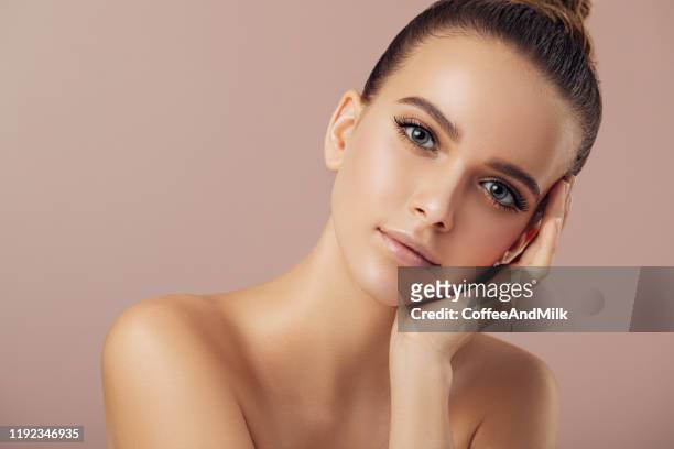 portrait of gorgeous young woman - human skin stock pictures, royalty-free photos & images