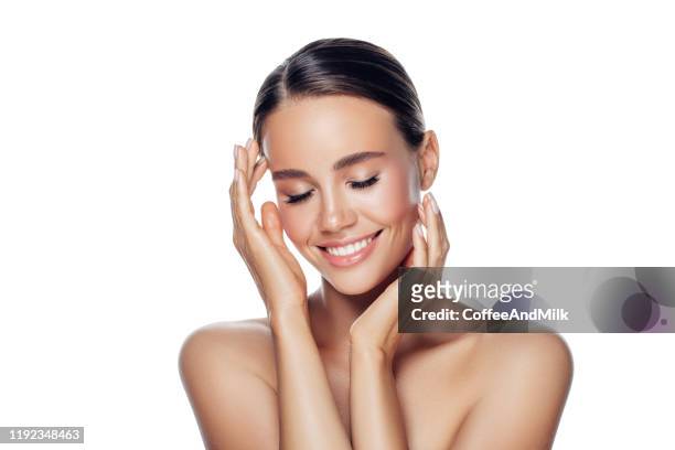 portrait of gorgeous young woman - beauty studio moisturisers stock pictures, royalty-free photos & images