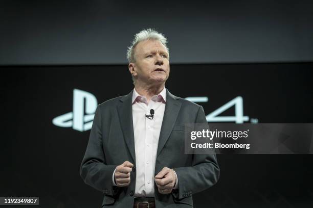 Jim Ryan, president and chief executive officer of Sony Interactive Entertainment Inc., speaks during a press event at CES 2020 in Las Vegas, Nevada,...