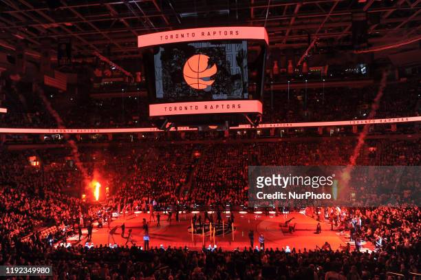 General view of Scotiabank Arena during the Toronto Raptors vs Miami Heats NBA regular season game at Scotiabank Arena on December 03, 2019 in...