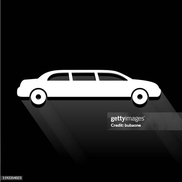 limo black and white icon with long shadow - limo stock illustrations