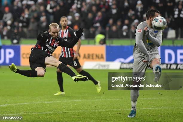 Sebastian Rode of Eintracht Frankfurt shoots during the Bundesliga match between Eintracht Frankfurt and Hertha BSC at Commerzbank-Arena on December...