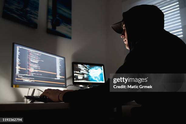 computer hacker cyber attack - youth violence stock pictures, royalty-free photos & images