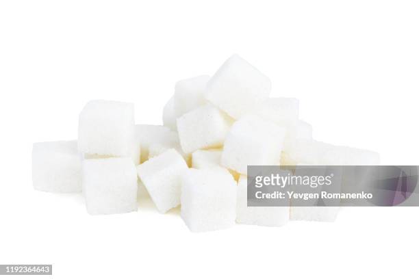 white sugar cubes isolated on white background - sugar ストックフォトと画像