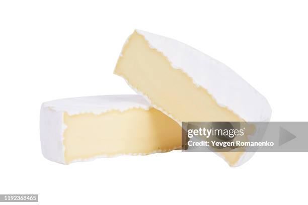 brie cheese isolated on white background - brie stock pictures, royalty-free photos & images