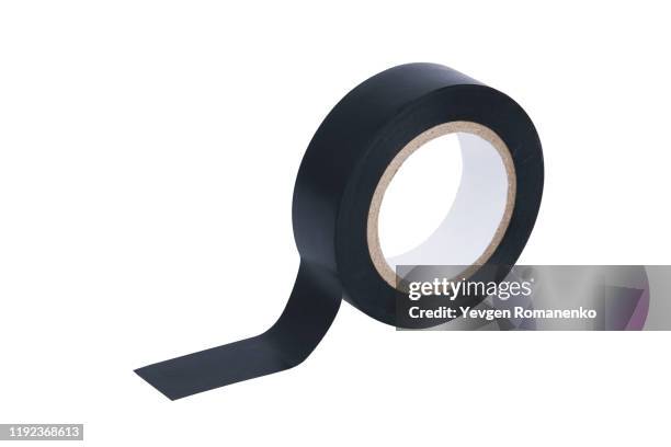roll of black electrical tape isolated on white - black electrical tape stock pictures, royalty-free photos & images