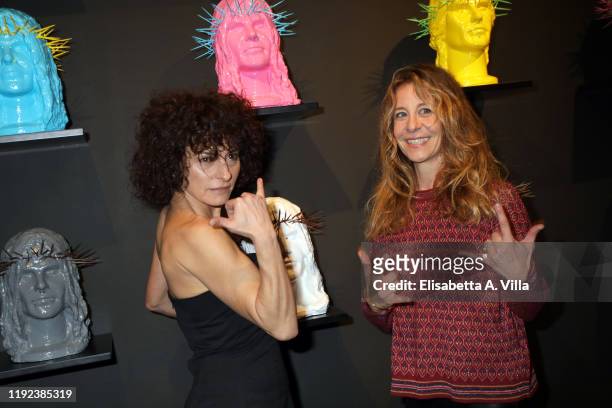 Lidia Vitale and Carlotta Natoli attend the Howtan Re Preview Party at Howtan Space on December 06, 2019 in Rome, Italy.