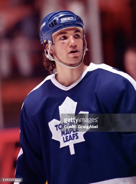 Luke Richardson of the Toronto Maple Leafs skates against the Los Angeles Kings during NHL game action on December 1, 1990 at the Great Western Forum...