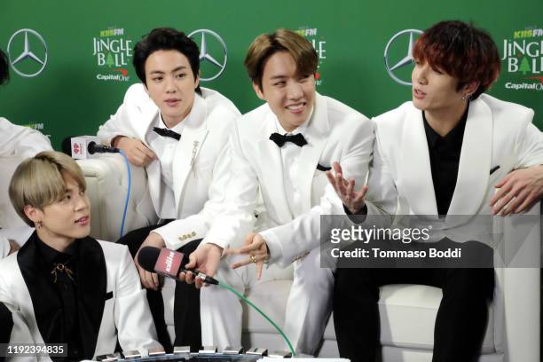Jimin, Jin, SUGA, and Jungkook of BTS attend 102.7 KIIS FM's Jingle Ball 2019 Presented by Capital One at the Forum on December 6, 2019 in Los...