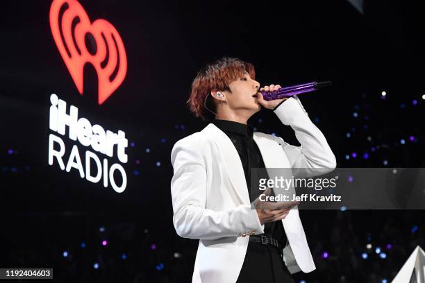Jungkook of BTS performs onstage during 102.7 KIIS FM's Jingle Ball 2019 Presented by Capital One at the Forum on December 6, 2019 in Los Angeles,...