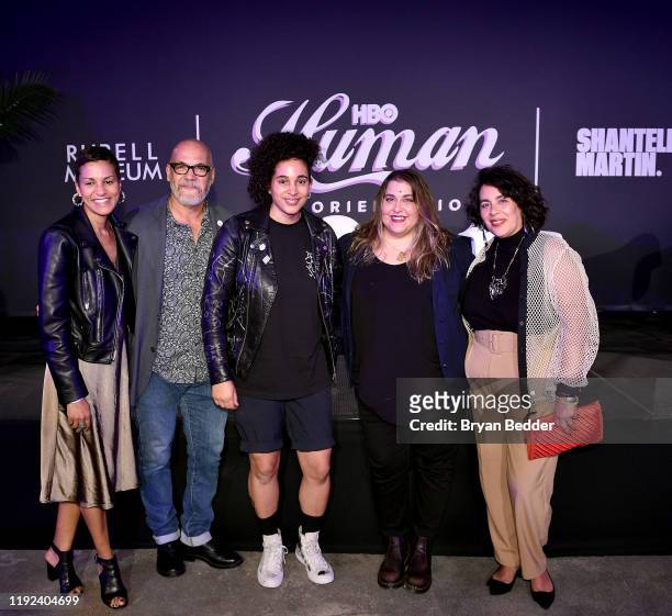 Jackie Gagne, Tony Hernandez, Shantell Martin, Sarah Graalman and Muriel Parra attend HBO's Human By Orientation panel at Art Basel Miami at Rubell...