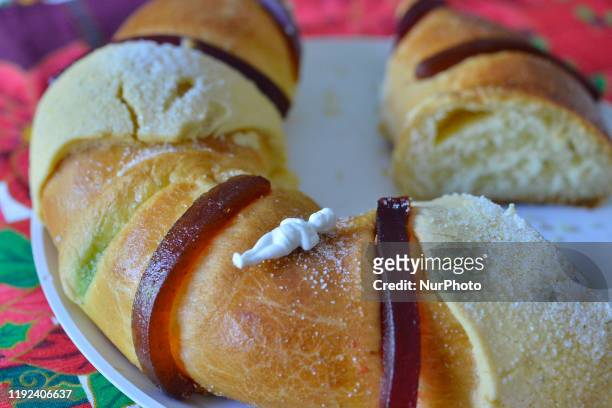 General view of traditional rosca de reyes or King Cake to celebrate the Epiphany, is when the Magi from the West found the child Jesus and bring...