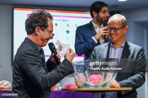 Lucien SIMON and Jean-Marc MANDUCHER during the press conference of the presentation of the World Rugby Sevens Series 2019-2020 on January 7, 2020 in...