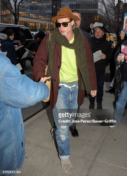 Brad Pitt is seen on January 07, 2020 in New York City.