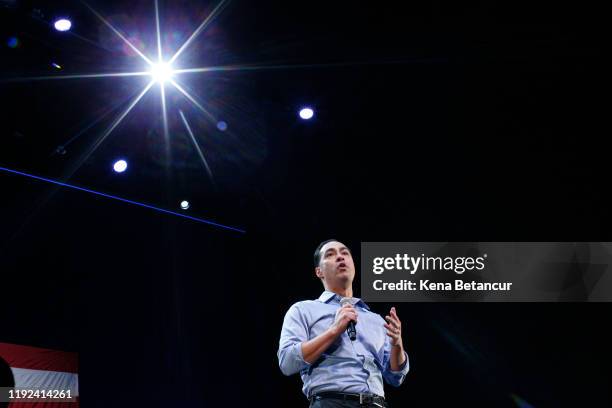 Julian Castro attends a rally with Senator Elizabeth Warren on January 7, 2020 in New York City. After dropping out of the presidential race, former...