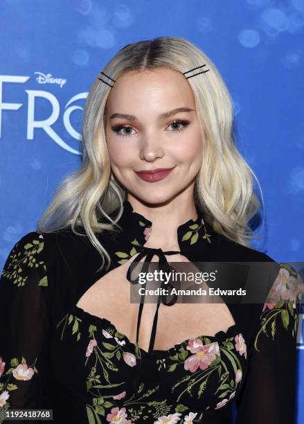 Dove Cameron arrives at the LA Premiere Of "Frozen" at the Hollywood Pantages Theatre on December 06, 2019 in Hollywood, California.