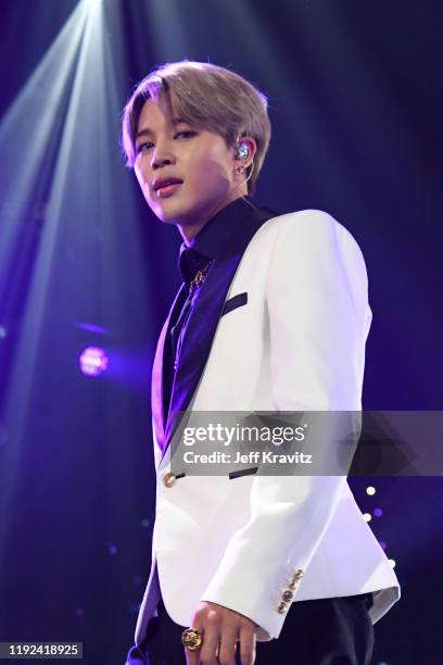 Jimin of BTS performs onstage during 102.7 KIIS FM's Jingle Ball 2019 Presented by Capital One at the Forum on December 6, 2019 in Los Angeles,...