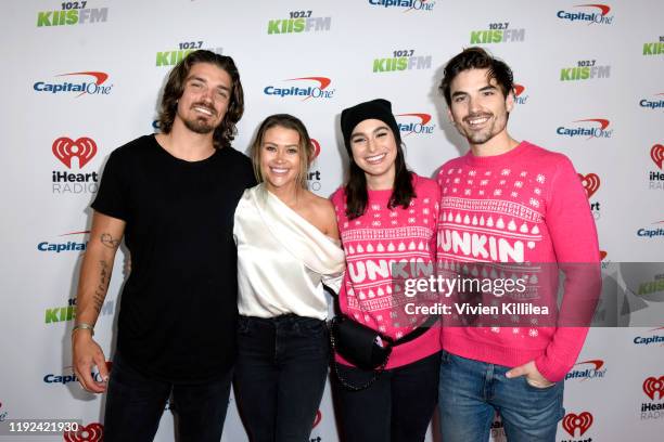 Dean Unglert, Caelynn Miller-Keyes, Ashley Iaconetti Haibon, and Jared Haibon attend 102.7 KIIS FM's Jingle Ball 2019 Presented by Capital One at the...