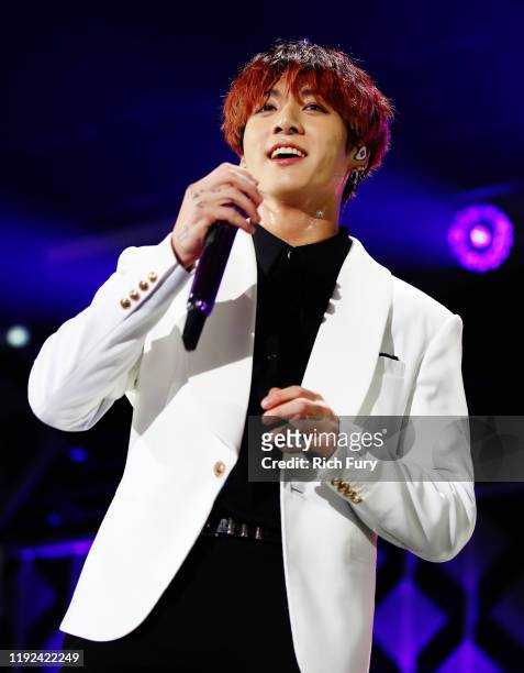 Jungkook of BTS performs onstage during 102.7 KIIS FM's Jingle Ball 2019 Presented by Capital One at the Forum on December 6, 2019 in Los Angeles,...