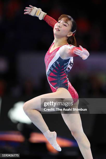 Asuka Teramoto of Japan competes in the Floor in the Women's Team Qualification during day two of the FIG Artistic Gymnastics World Championships on...