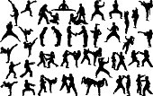 karate silhouettes set