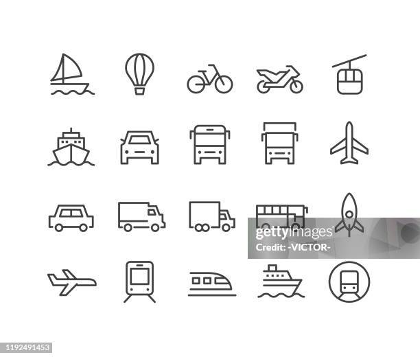 transport icons - classic line serie - bahnreisender stock-grafiken, -clipart, -cartoons und -symbole