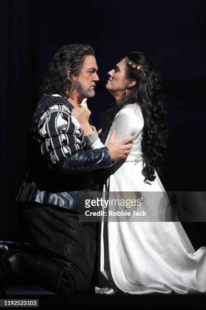 Gregory Kunde as Otello and Ermonela Jaho as Desdemona in The Royal Opera's production of Giuseppe Verdi's "Otello" directed by Keith Warner and...