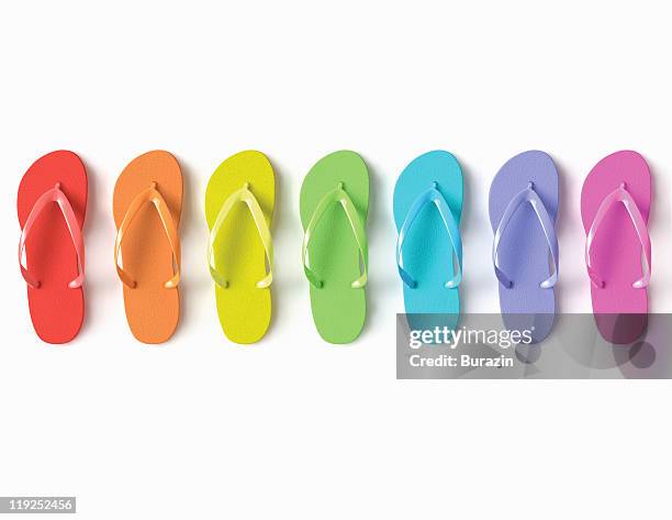 flip flop sandals - middelgrote groep dingen stockfoto's en -beelden