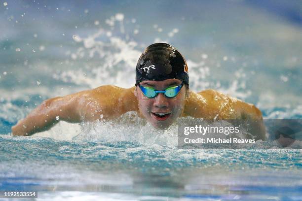 Nicholas Lim of Hong Kong competes in heat 5 of the Men's 200 LC Meter Butterfly during day four of the 2019 Toyota U.S. Open Championships at the...