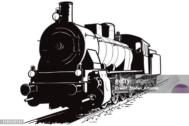 ilustraciones, imágenes clip art, dibujos animados e iconos de stock de dibujo vectorial de la locomotora - mechanical drawing engine