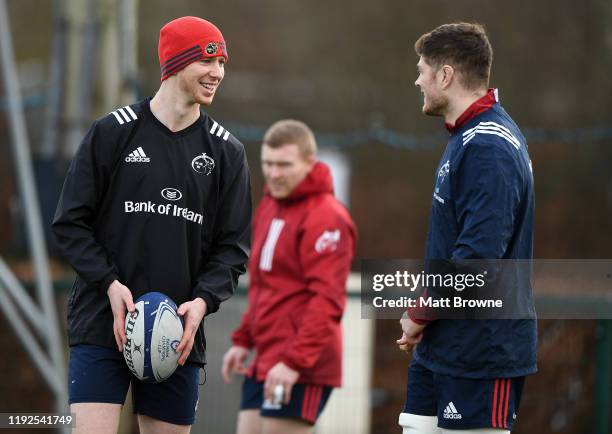 Limerick , Ireland - 8 January 2020; Ben Healy, left, and Jack O'Donoghue during a Munster Rugby squad training session at University of Limerick in...