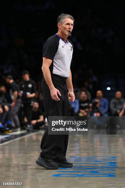 Referee Scott Foster in action during the game between the Brooklyn Nets and the Oklahoma City Thunder at Barclays Center on January 07, 2020 in New...