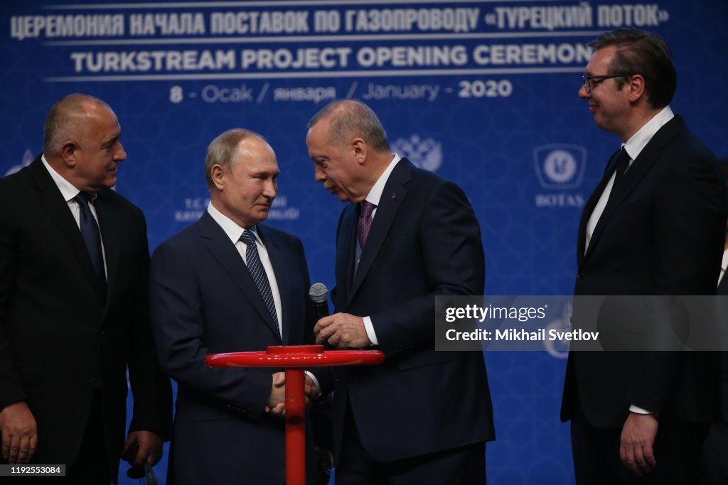 Russian President Vladimir Putin and Turkish President Recep Tayyip Erdogan open the TurkStream